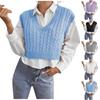 Women's Casual V-Neck Pullover Shirt Collision Color Sleeveless Sweater Vest