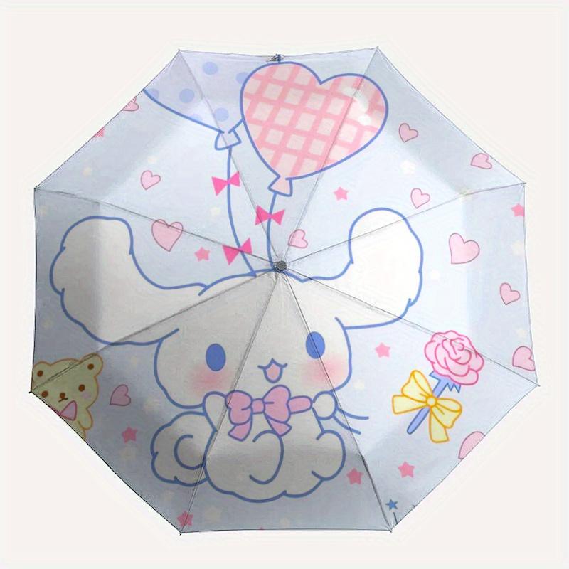 1pc Rose Balloon Cinnamoroll Theme Durable Cartoon Folding Umbrella, Portable 3-Fold Compact Umbrella for Men and Women, Suitable for Travel or Daily