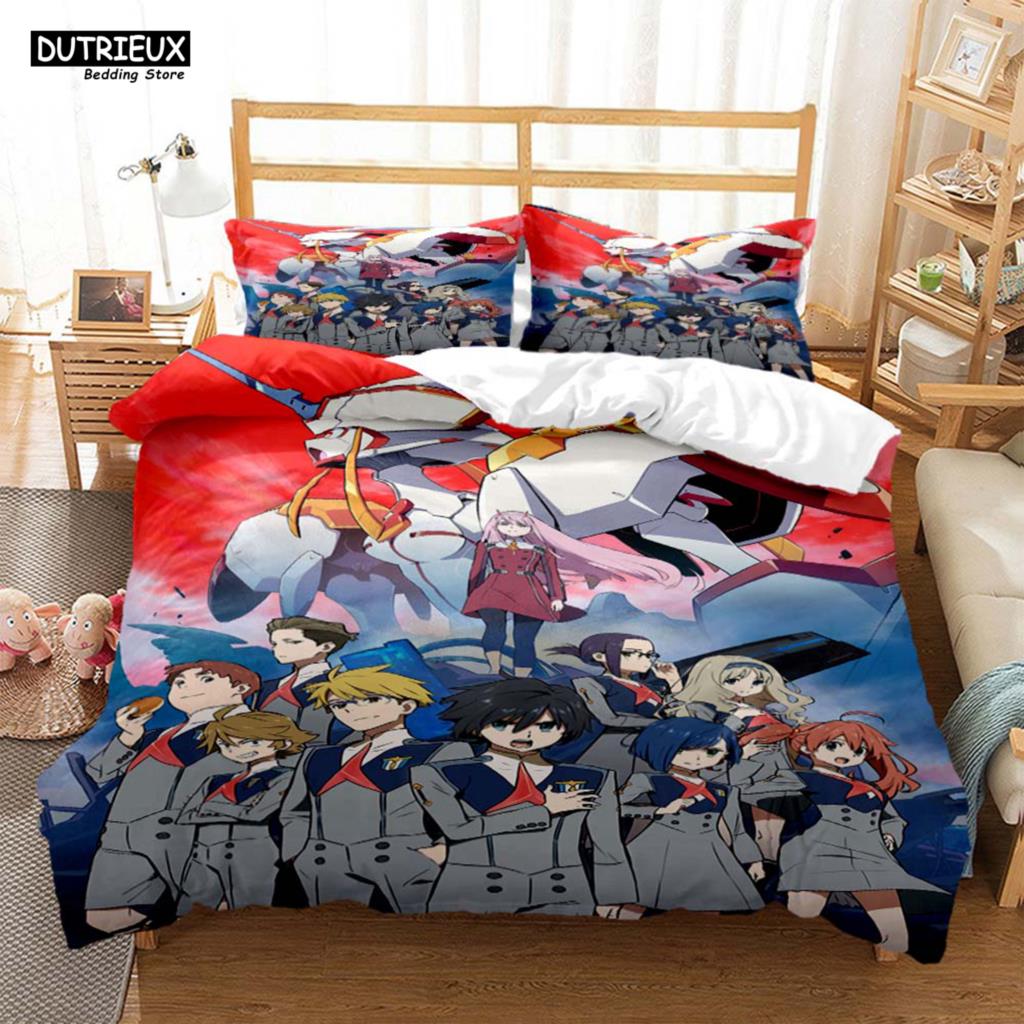 HD Anime Zero Two Darling In Franxx 3D Printed Bedding Queen Bedding Set Soft And Comfortable Customized King Size Bedding Set