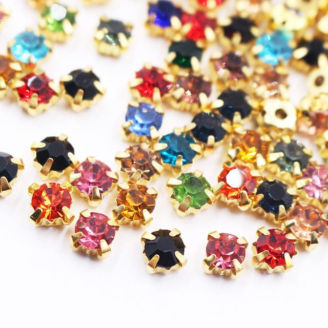 Promotion Ss12 -Ss40 Crystals Claw Cup Rhinestone Shiny Strass Stones Metal Base Fabric Beads Craft Top Rhinestones for Clothes