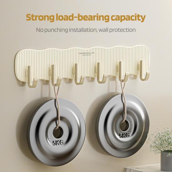 Настенный крючок без ударов, большая несущая способность, противоскользящие 6 крючков, водонепроницаемая вешалка для кухонных полотенец для ванной комнаты, шляпа, сумка на плечо, настенный органайзер