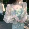 Женский шифоновый летний кардиган-шаль с длинным рукавом, защитой от солнца и подходящей юбкой