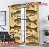 2D FLAT PRINTING 2pcs Curtains (Without Rod) Antique Fish Illustration Popular Curtains&Window Treatment Yarn Curtains