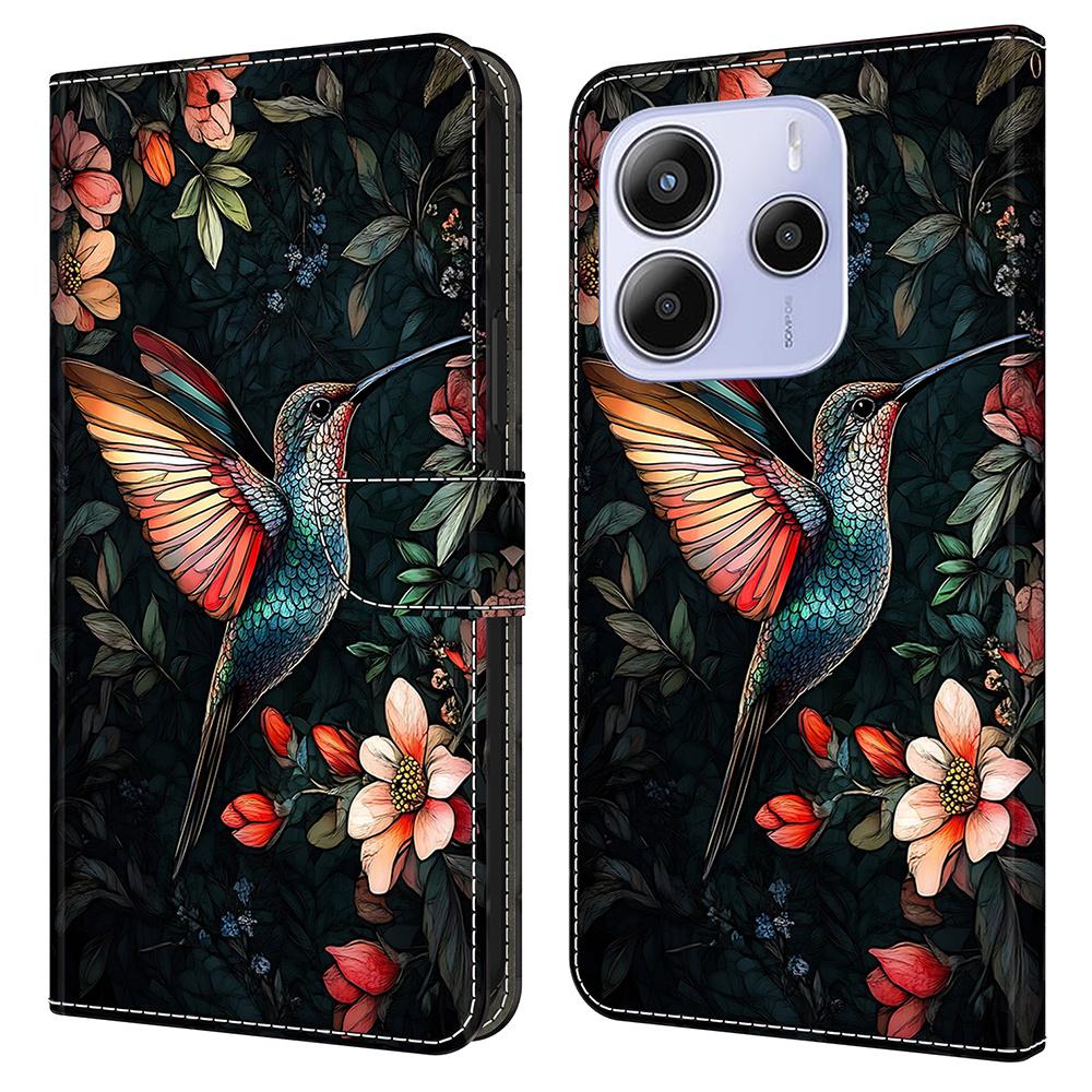 Для Xiaomi Redmi Note 14 5G Кожаный чехол С печатью рисунка Кошелек Подставка Флип-чехол для телефона