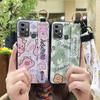 Kickstand Fashion Design Phone Case For ZTE Blade A53 Pro Cartoon Back Cover Shockproof Wrist Strap Anti-dust Wristband