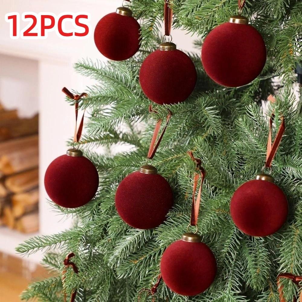 12Pcs Shiny Christmas Decoration Pendant 3/5/6/8cm Xmas Tree Hanging Pendants Baby Shower Decor
