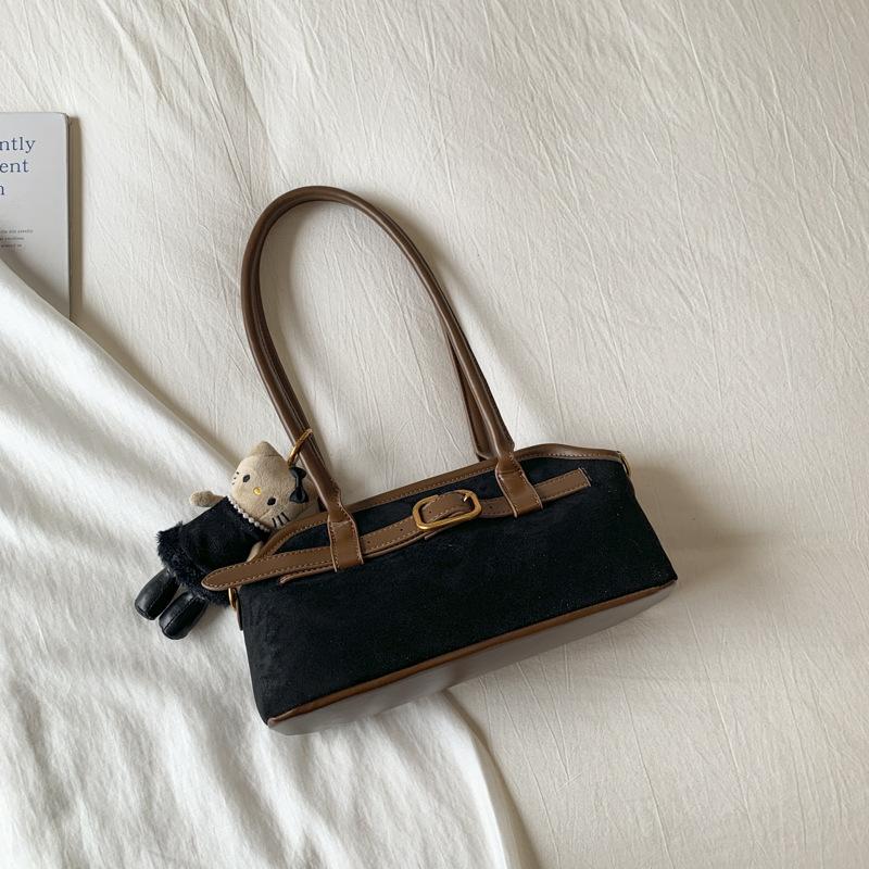 Корейская версия ретро нишевой замшевой сумки подмышку женская 2025 осень зарубежный стиль повседневная рабочая сумка-тоут на плечо