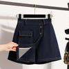 Plus Size Women Jeans 2025 Shorts Pants Culottes Summer Loose Short Basic High Waist Solid Pants Elastic Waist