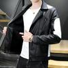 Кожаная куртка мужская тонкая куртка из искусственной кожи модная мотоциклетная кожаная куртка плюс бархат повседневная утолщенная мужская куртка со стоячим воротником Tough Guy Leather Jacket