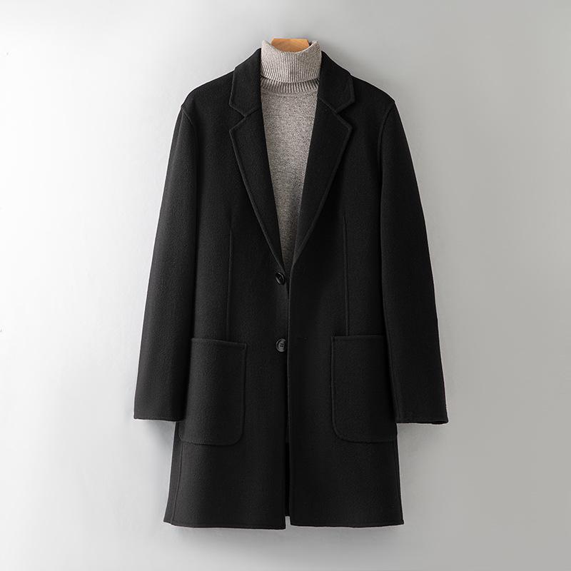 90% Wool 10% Cashmere Coat Men's High-end Wool Coat Slim-fit Medium and Long Woolen Coat