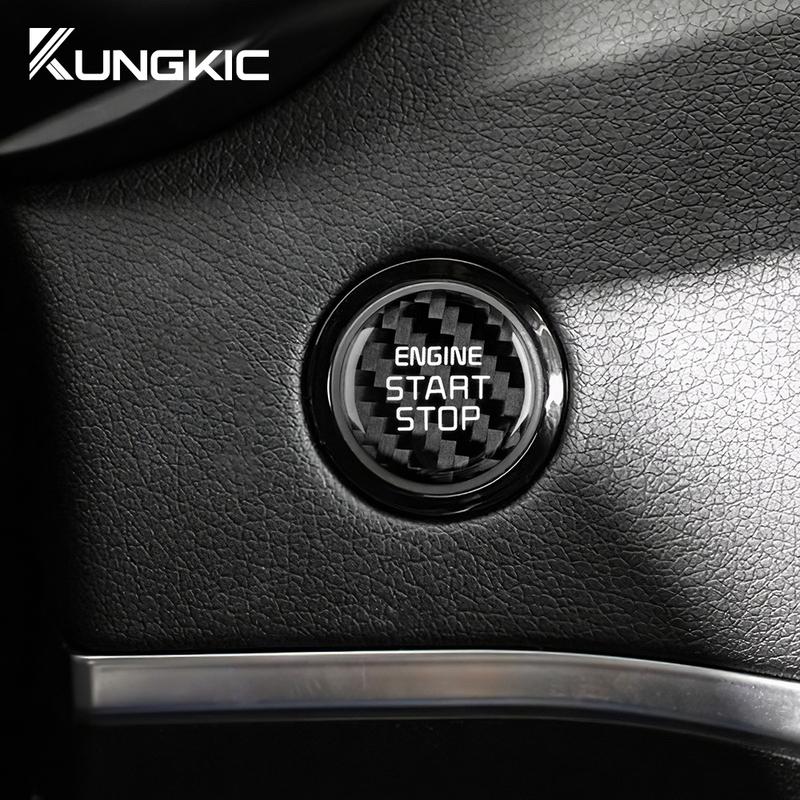 Real Hard Carbon Fiber Sticker For Kia Stinger 2019 2020 2021 2022 2023 Car Start Engine Stop Button Cover Interior Trim