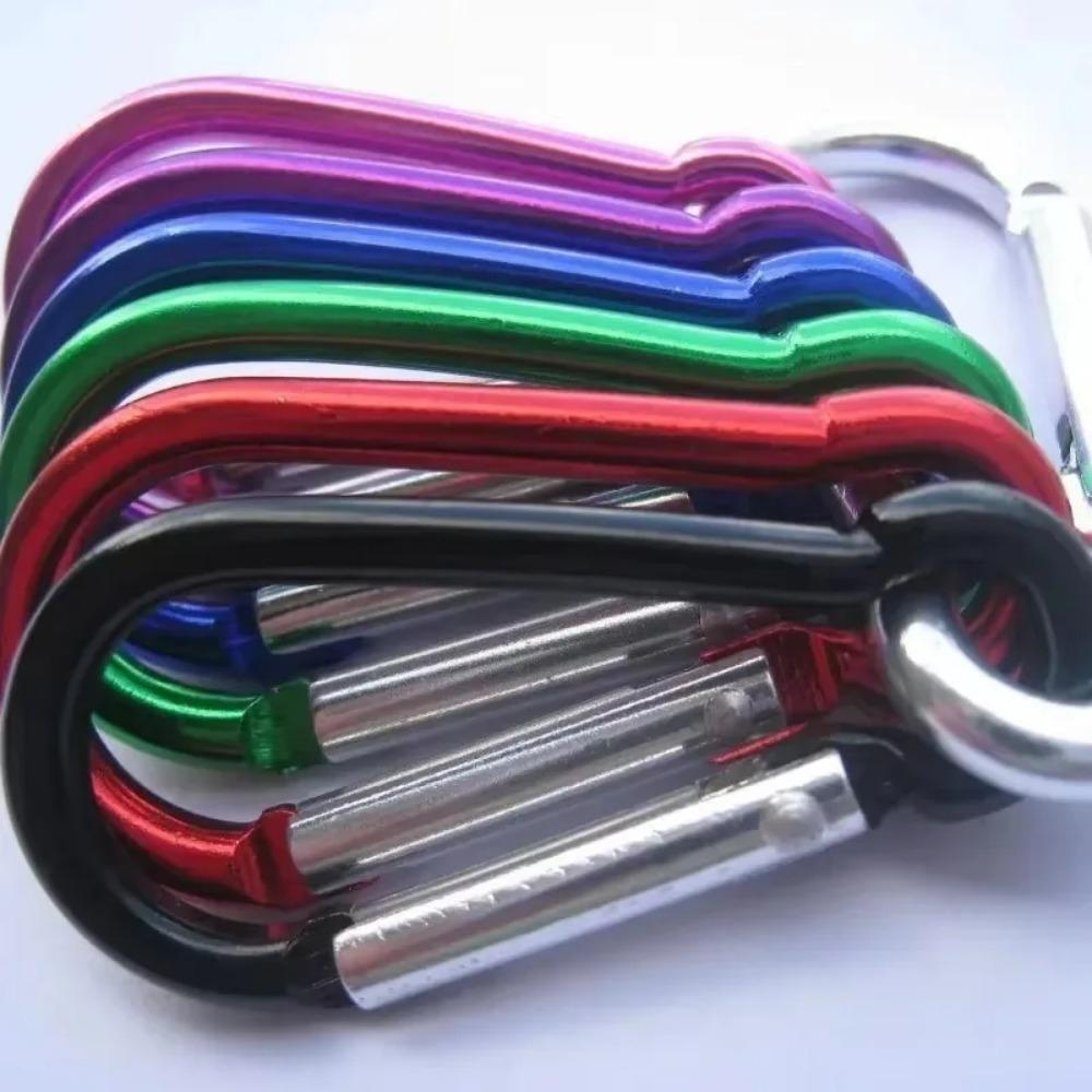 50 шт. цветной брелок-карабин из алюминия с D-образным кольцом, пряжкой, пружинным карабином, зажимом для ключей, для кемпинга, повседневного использования