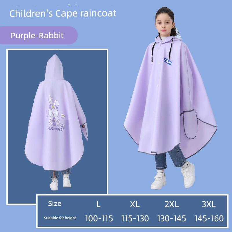 Cape-Style Kids Raincoat with Schoolbag for School