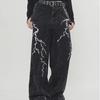 Мужские джинсы American High Street Dark Lightning Crack Wide-Leg
