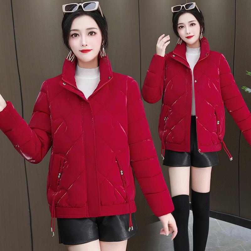 Моющаяся жемчужная глянцевая женская короткая хлопковая куртка, новая зимняя куртка со стоячим воротником, маленькая фигура, облегающая хлопковая куртка в западном стиле, куртка