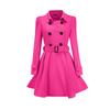 "Women's European and American Slim Ruffled Woolen Coat with Belt Buckle - Autumn/Winter 2021"