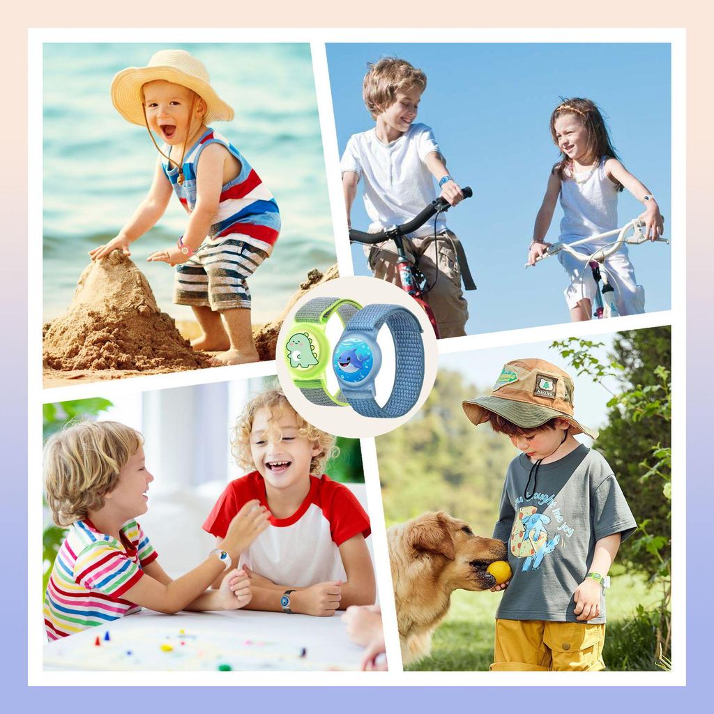 Children's Waterproof Nylon AirTag Case Cartoon Design Anti-Lost Wristband