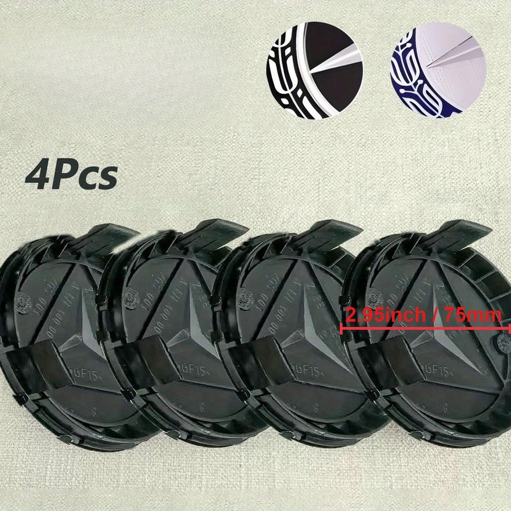 4pcs Is Suitable for Mercedes-Benz Hub Cover Label 75MM Mercedes-Benz Wheat Ear Hub Center Cover Silver Black Plastic Tire Cover Label.