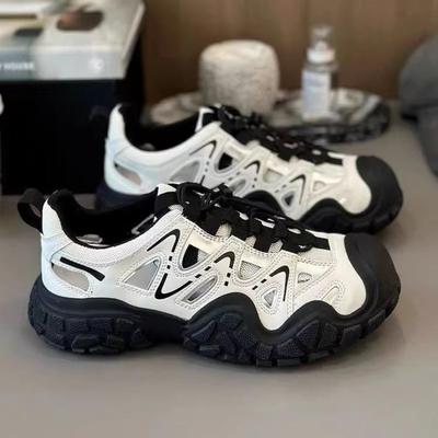 Новые женские повседневные туфли на толстой подошве, спортивные сандалии с вырезами, обувь для хайкинга, папины кроссовки