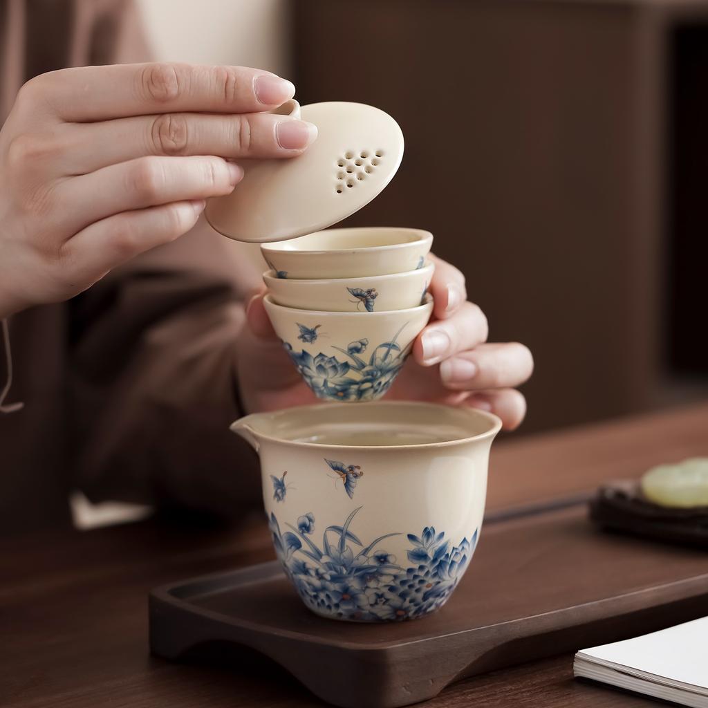 Дорожный набор для чая Кунг-фу, простая экспресс-чашка, один чайник, три чашки, праздничные мероприятия и доступные небольшие подарки для клиентов