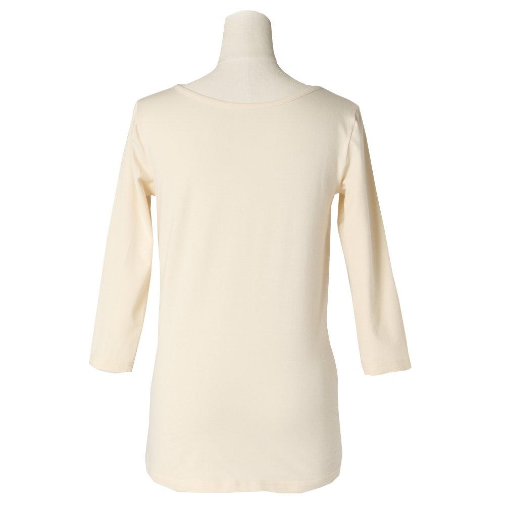 Simple perforated Mohouse nursing innerwear (3/4 sleeve) (natural)