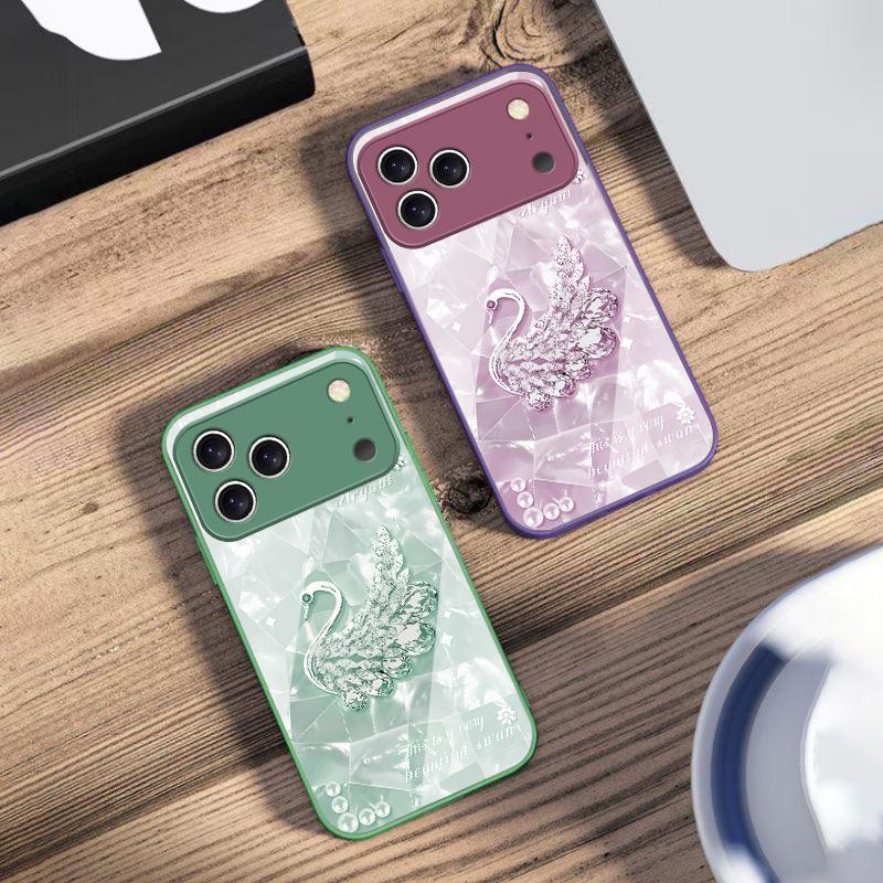Мерцающая маленькая жемчужина Для iPhone 17 Air 16 E 15 14 13 Plus 12 mini 11 17 Pro Max XR Xs Max 16E 7 8 Чехол для телефона из закаленного стекла
