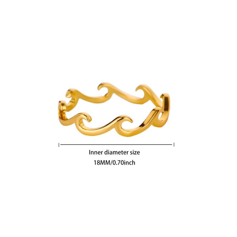 Стильное открытое кольцо «Волна» из нержавеющей стали, простое универсальное кольцо из нержавеющей стали для мужчин и женщин