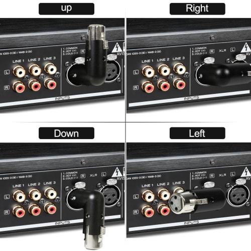 Xiatiaosann XLR Angled Adapter, 3-Pin Dual Male To Female Connector, 90 Degree Adjustable, 4 Different Angles, Right and Left, for Mixers, Microphones
