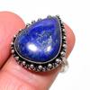 Натуральный Лазурит Драгоценный Камень 925 Стерлинговое Серебро Ювелирное Кольцо Размер 8.5 a0J68