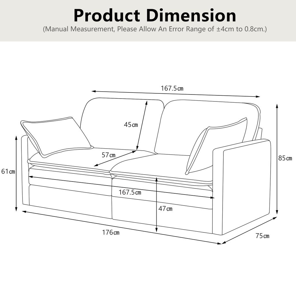Modern minimalist 2-seater sofa, comfortable and spacious, suitable for living room/bedroom