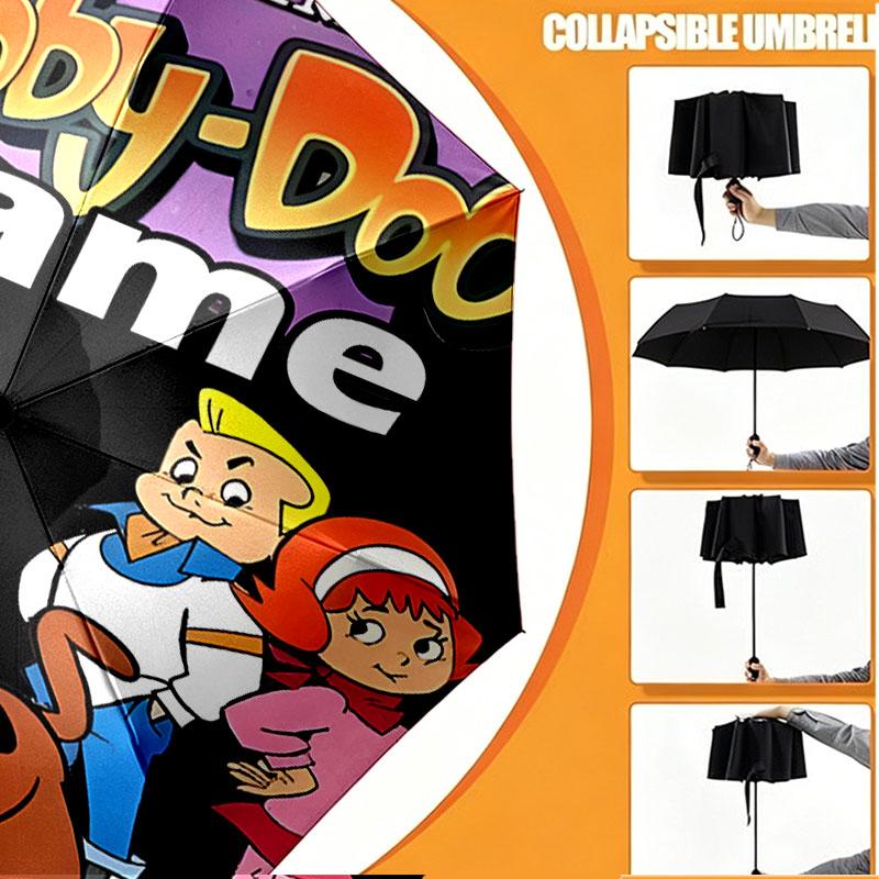 Custom Name Personalized Scooby Print Umbrella, Auto Open Close, 8‑Rib Sturdy Frame, Commute Camping Hiking Use, Birthday Gift