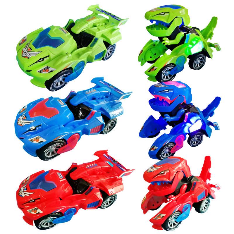 Трансформирующий динозавр светодиодный автомобиль T-Rex Toys со световой звуковой электрической игрушкой