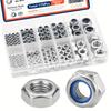 175pcs Stainless Steel Lock Nuts & Hex Nuts Assortment Kit, M3 M4 M5 M6 M8 M10, Assorted Metric Nylon Insert Lock Nuts & Hex Nut Set
