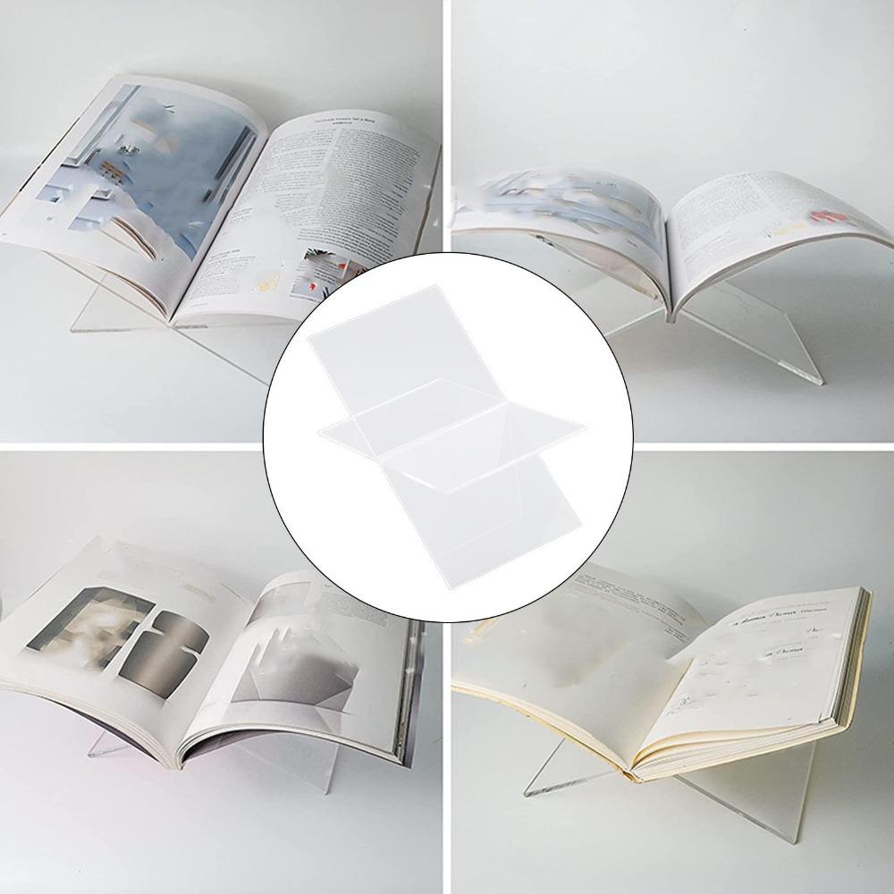 1set Portable Size Acrylic Book Stand Clear Acrylic Material Desktop Reading Rack Office Display