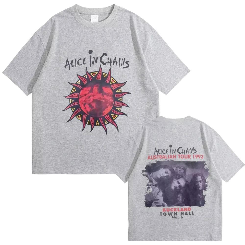 Alice In Chains 1993 Австралийский Тур Двусторонний Винтажный Футболка Гранж Рок Черный Хлопок Унисекс Футболки