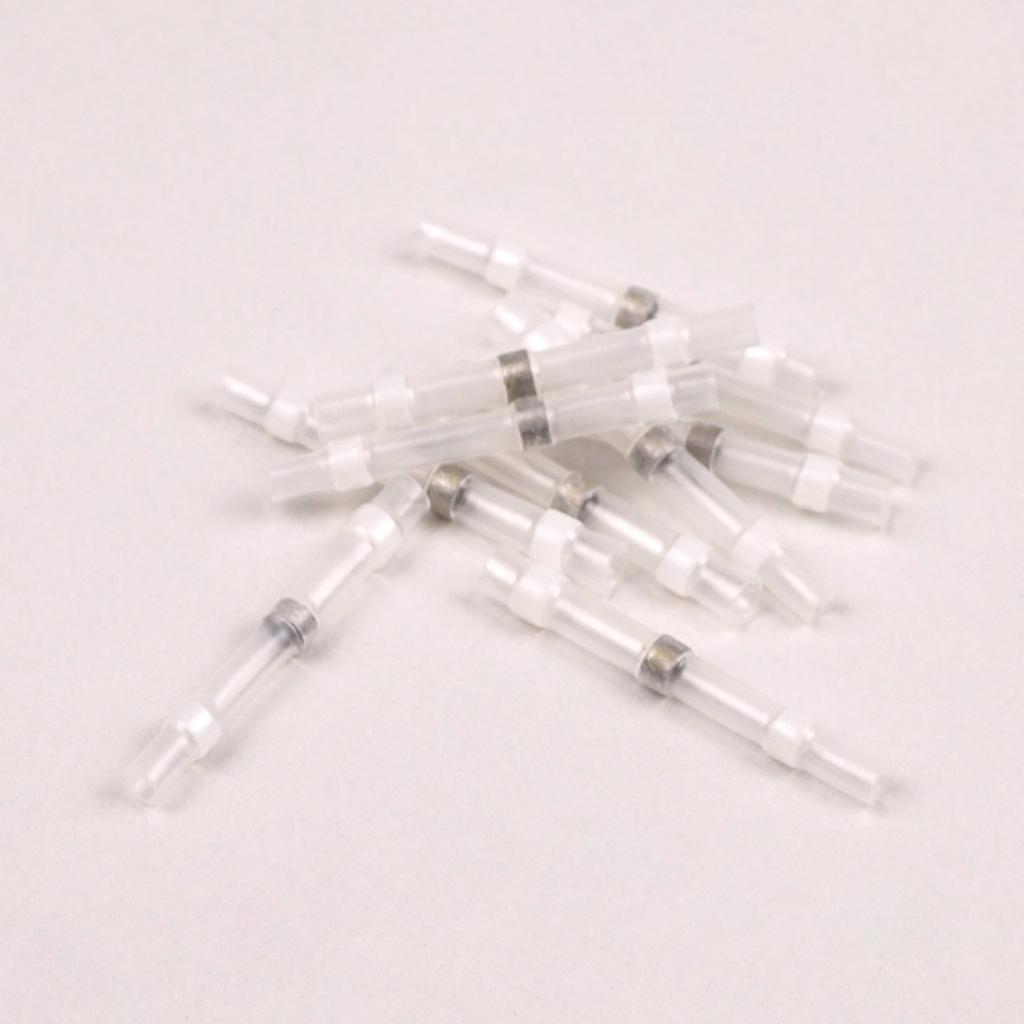 EHC500 10 Pieces Heat Shrinkable Crimp Solder Sleeves Butt Connectors for 01 05 mm² Cable Transparent White Length 24 mm