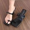 Мода Роскошь Высокие каблуки Женские тапочки Сланцы с клипсой Элегантная обувь Модное платье Женские сандалии 2025 Лето Вьетнамки Сексуальные Женские шлепанцы