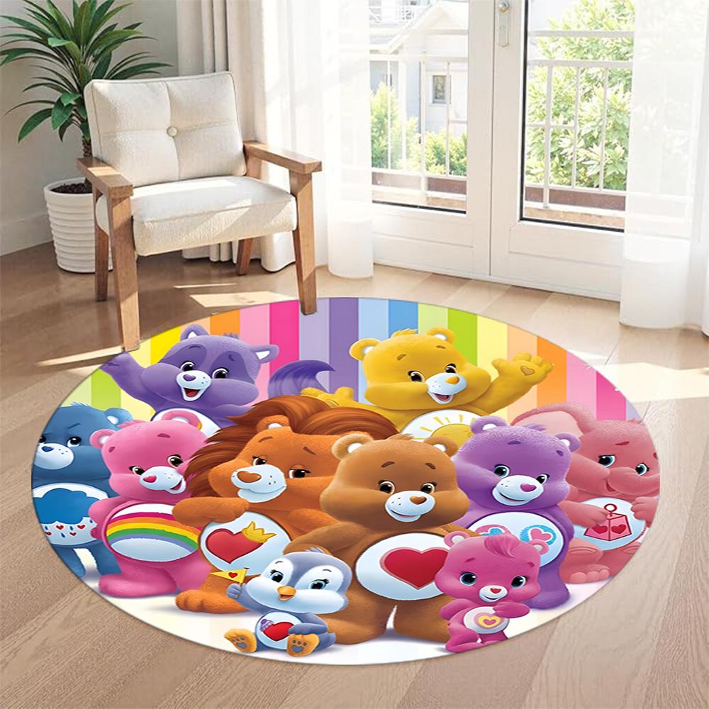 Care Bears Round Carpet Design for Living Rooms Game Room Decorate room Study room Anti-slip Round Rug Office home decor Perfect Gift for Women Men