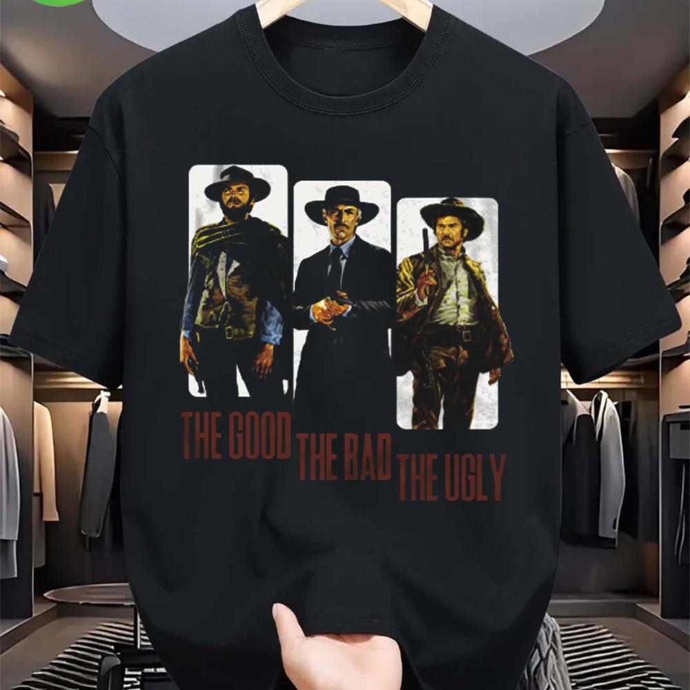 Vintage Graphic Tee for Unisex Featuring The Good The Bad and The Ugly Movie Made From 100 with Regular Fit and Short Sleeves