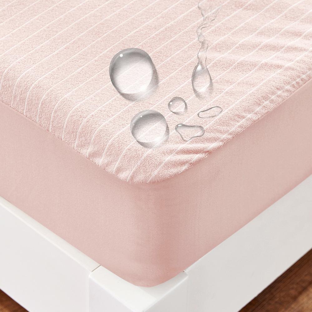 100% Cotton Towel Throw Fitted Sheet Waterproof Bed Sheet with Elastic Band for Double Bed Mattress Cover(Without Pillowcase)