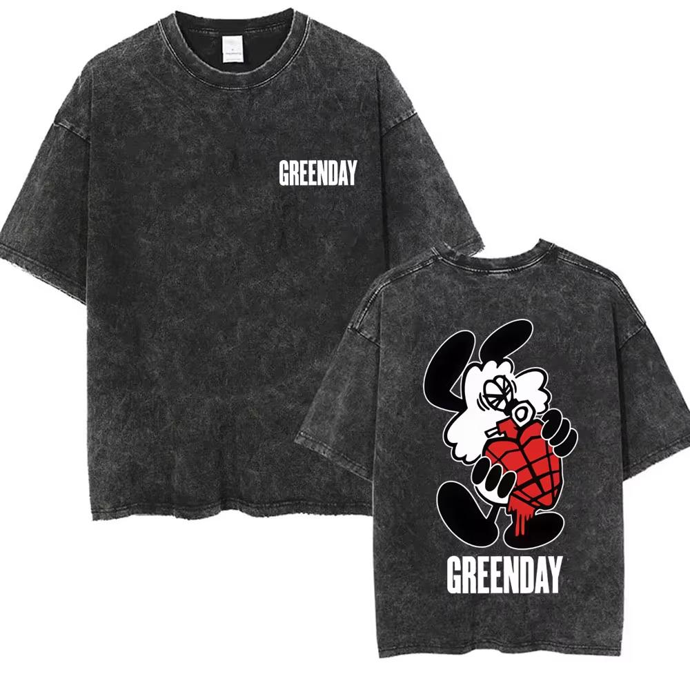 Стирка Винтажные Панк-группа Green Day Kerplunk Графические Футболки Мужские Женские Готический Рок Ретро Футболки Мужские s Оверсайз Футболки
