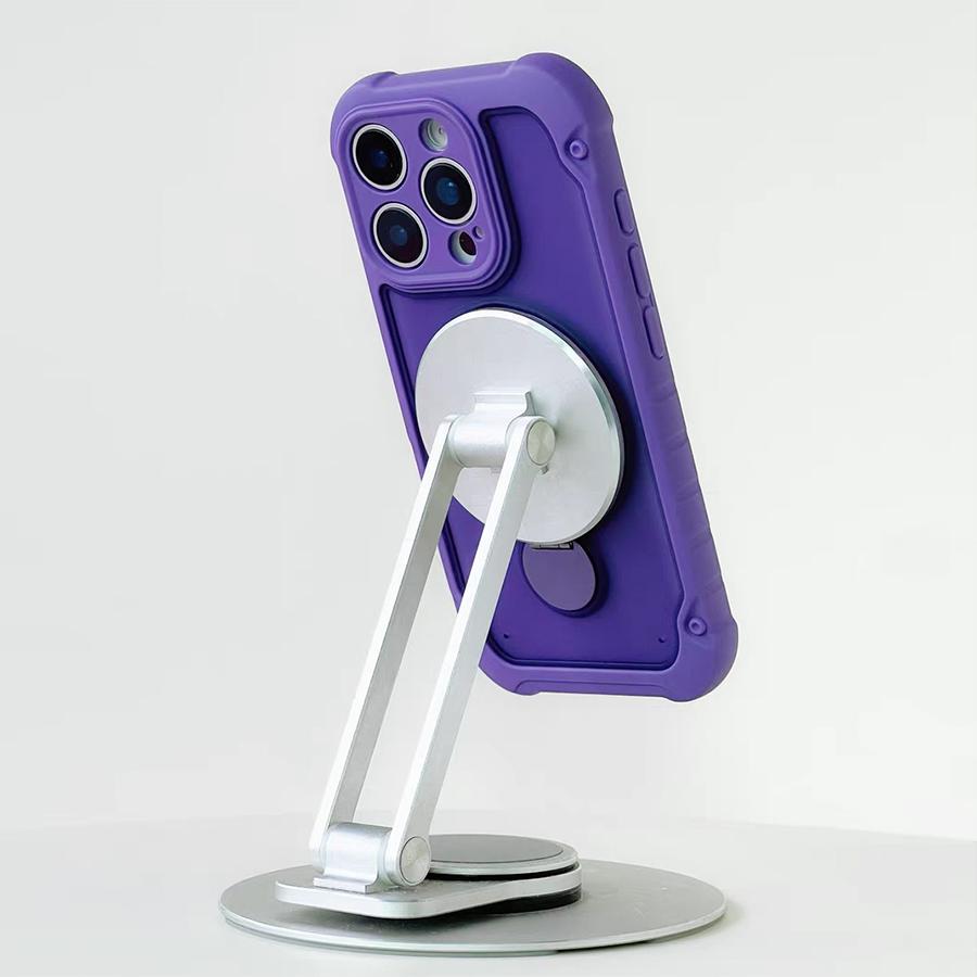 for Magsafe 360° Rotation Metal Stand Phone Case for iPhone 17 12 13 16 Pro Max 17 Pro 14 15 Plus Airbag Shockproof  Matte Cover