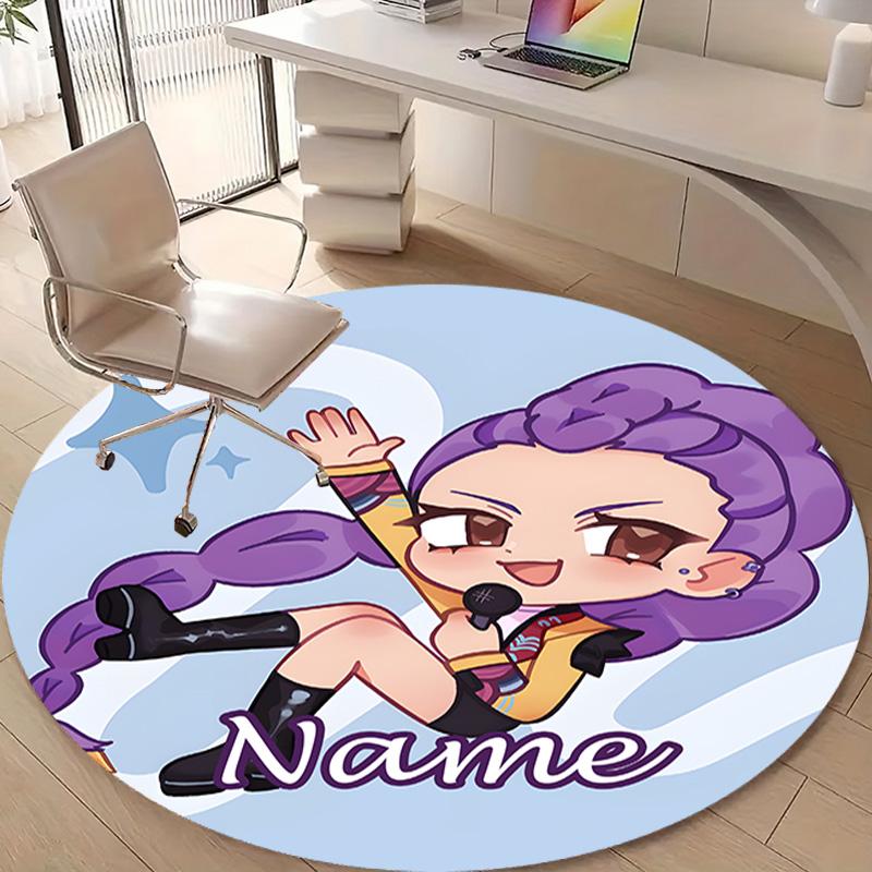 Personalized K-KPop Demon Hunters Round Chair Office Rug - Perfect for Mat, Office Chair & More - Ideal Gift for Birthdays and Holidays