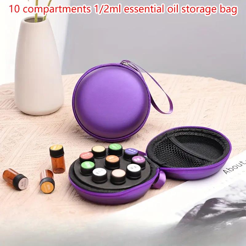 1-2Ml Pu Portable Essential Oil Case 10 Bottles Perfume Oil Bag Essential Oil Box Travel Organizer Carrying Holder Storage Bag