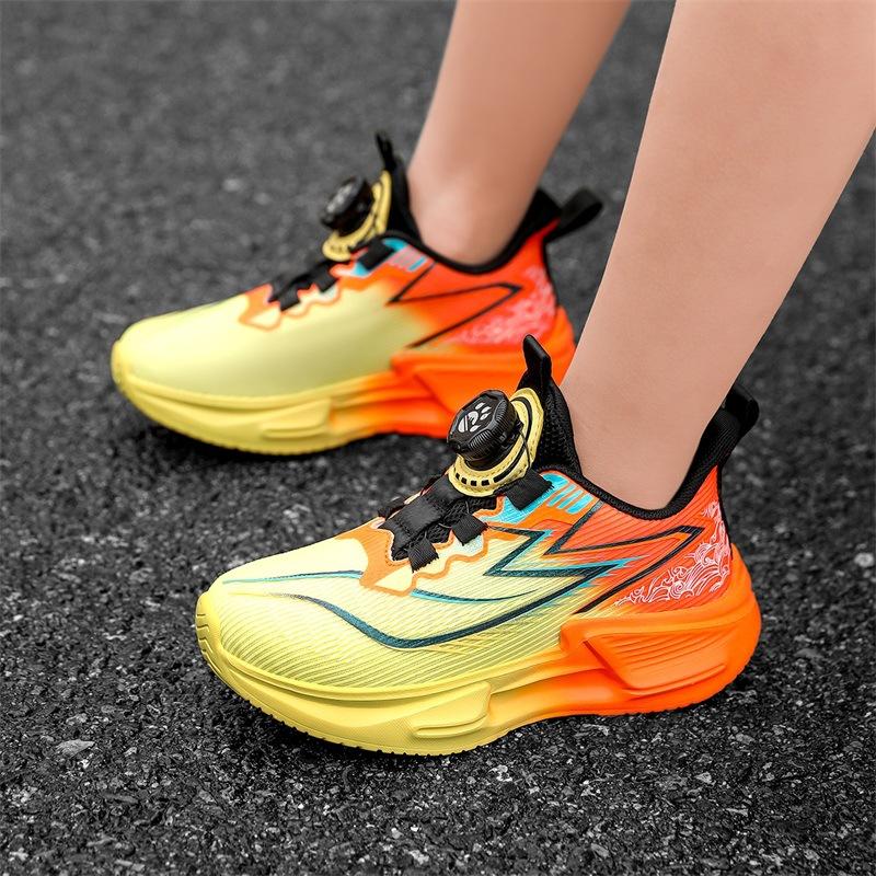 Boys' Sneakers 2025 New Summer Trendy Cool Children's Shoes Boys Single Net Breathable Knob Running Basketball Shoes