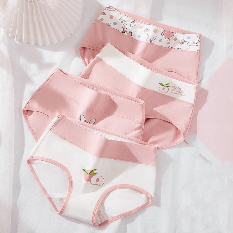 4 шт. хлопковые женские трусики, дышащее нижнее белье, модные женские трусы с принтом, тонкие мягкие трусы с высокой посадкой, сексуальное женское нижнее белье