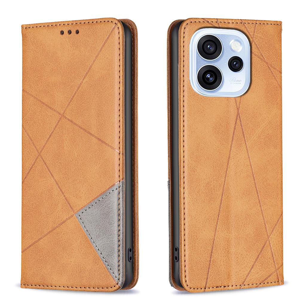 For Oppo Reno15 F 5G Case Card Slots Geometry Imprint Leather Phone Cover