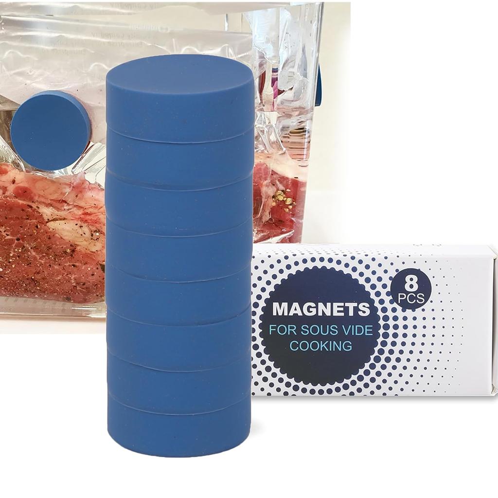 8 Pack Sous Vide Magnetic Weights - Silicone Coated Food Safe Magnets - Universal Design for Keeping Bags Submerged