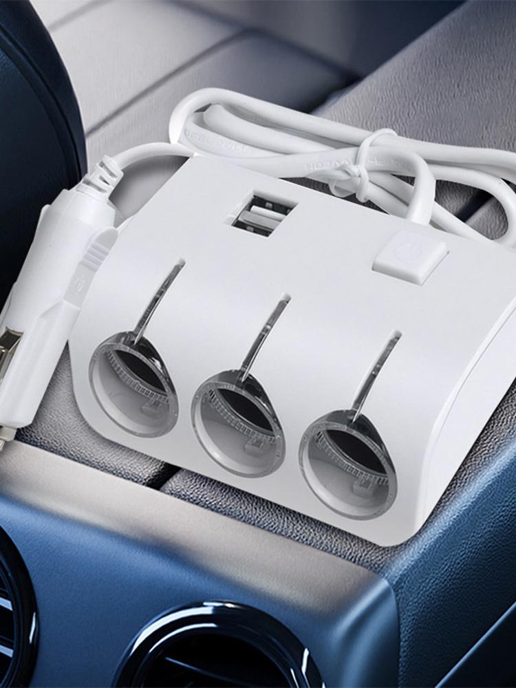 3 в 1 автомобильный прикуриватель-разветвитель 12-24 В 2 USB автомобильное зарядное устройство-разветвитель-удлинитель светодиодный синий световой индикатор автомобильные аксессуары