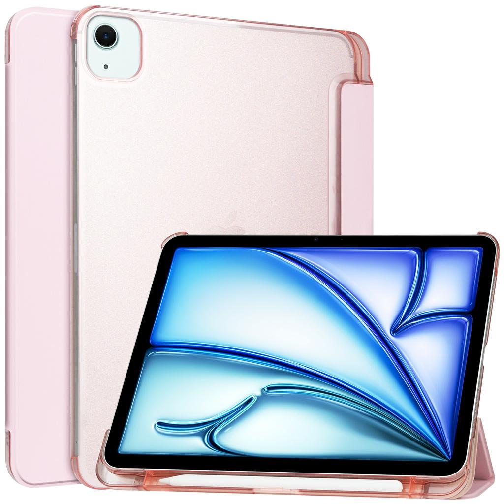 Для iPad Эйр 11 (2025)/(2024) Чехол из ПУ кожи для смарт-планшета, гладкая матовая задняя панель, встроенный держатель для карандаша